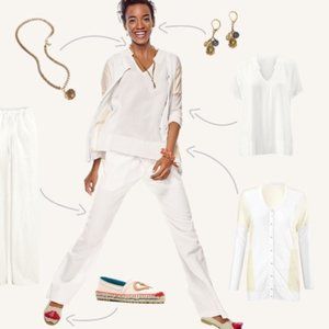 CAbi White Wide Leg Pants